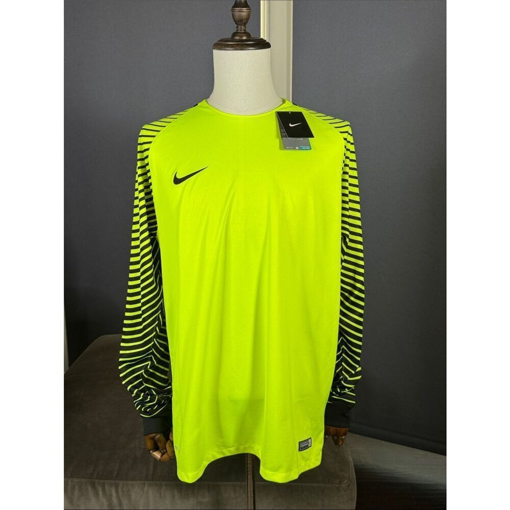 Nike Men’s Long Sleeve Gardien Goalkeeper Shirt Neon Yellow and Black Size XL